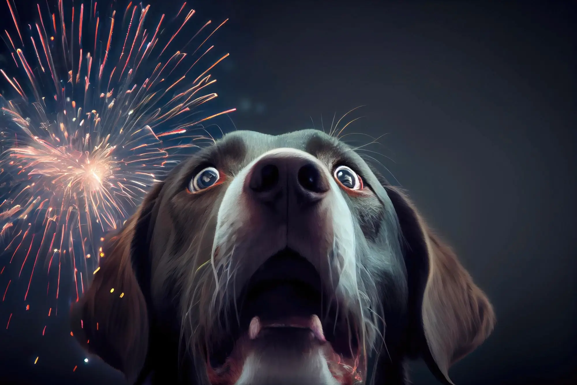 Cães têm medo de fogos de artifício